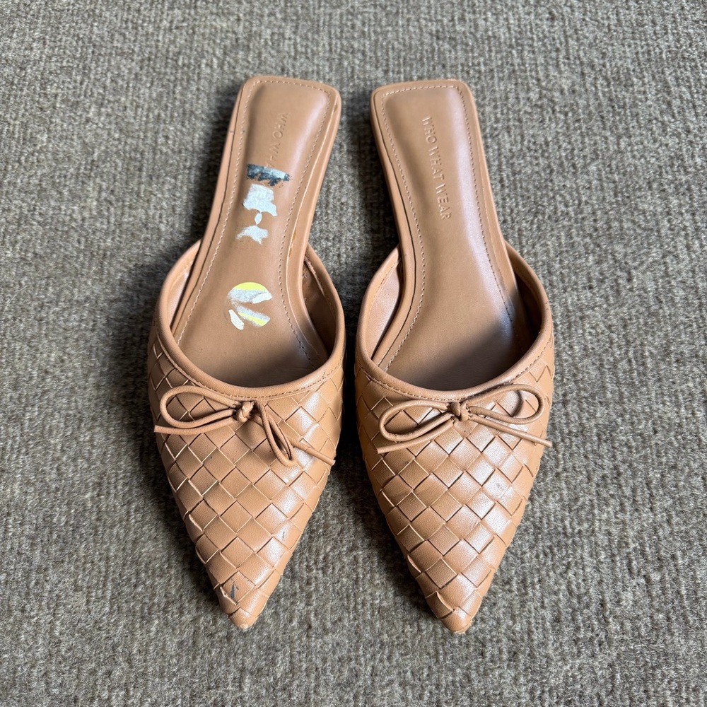 Who What Wear Evelyn Woven Leather Pointed Mules - Picture 3 of 4